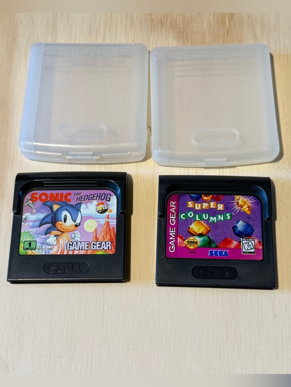 2-Sega Game Gear Games 1995 Super Columns,Sonic The Hedgehog w/Cases Tested Good